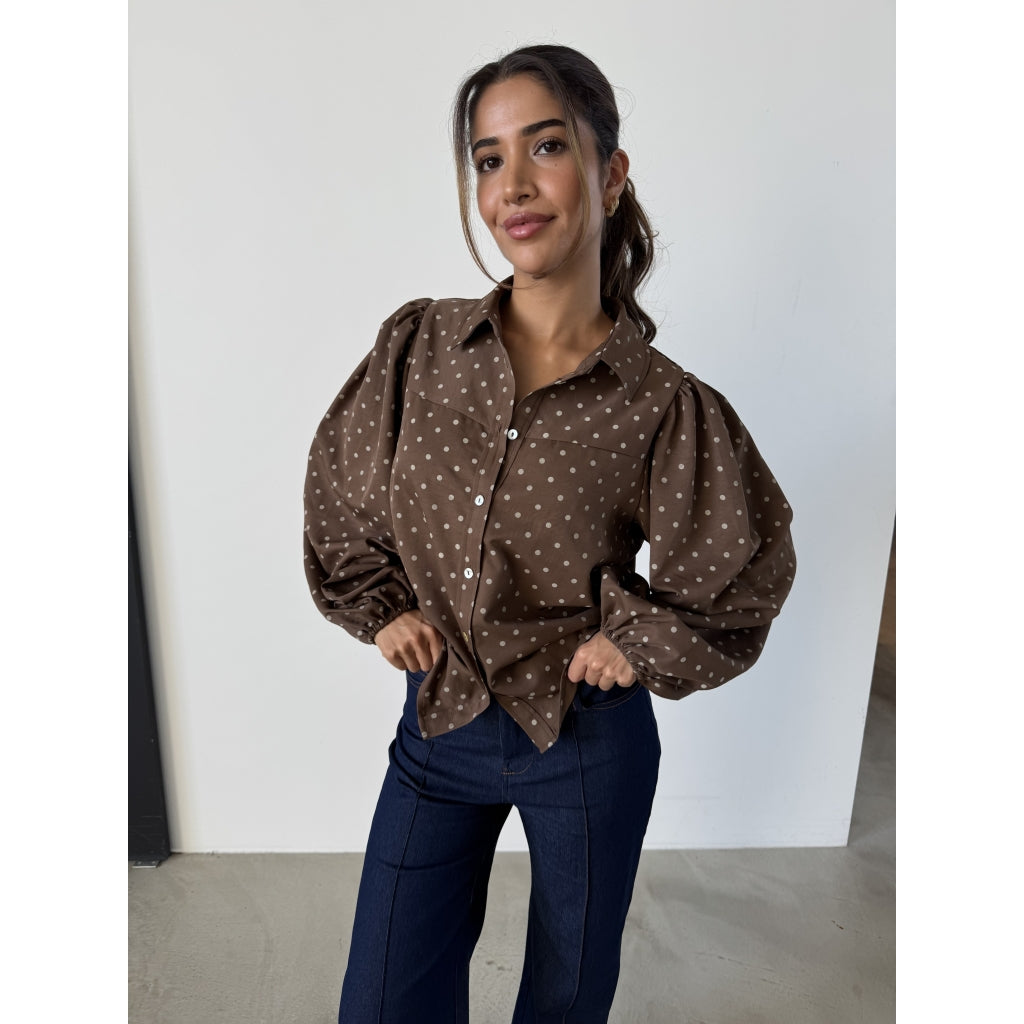 CONTINUE BLOUSE ALICIA DOT BROWN