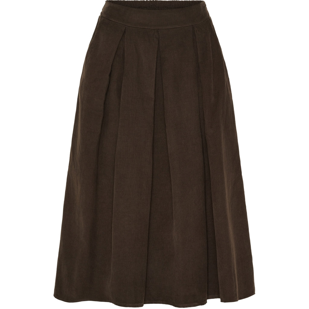 MARTA SKIRT SMALRIFLET FLØJL BROWN 257080