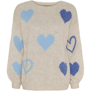 MARTA BLOUSE BEIGE/BLÅ 64023