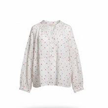 Indlæs billede til gallerivisning LECOCO BLOUSE SVALA WHITE MED SMÅ RØDE BLOMSTER 35110
