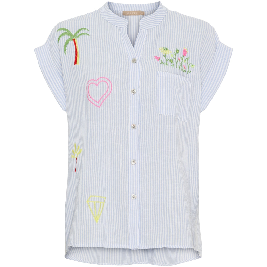 MARTA BLOUSE NIKITA LYSBLÅ/HVID STRIBET 85275