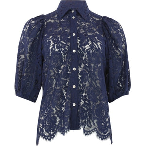 CONTINUE BLOUSE ALICIA LACE BLÅ