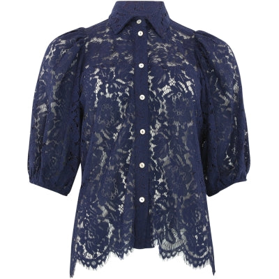 CONTINUE BLOUSE ALICIA LACE BLÅ