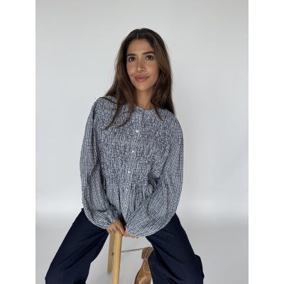 CONTINUE BLOUSE CHLOE CHECK BLUE TERN