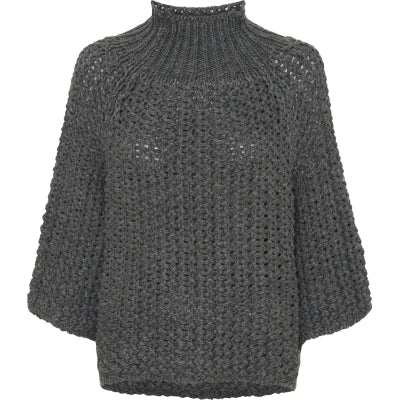 MARTA STRIK BLOUSE GRÅ 201132