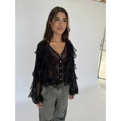 CONTINUE BLOUSE LISSA FLOUNCE BLACK