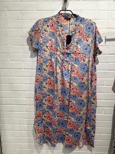 BLACK COLOUR LUNA PLEAT TUNIC DRESS BLOSSOM BLUE 39169