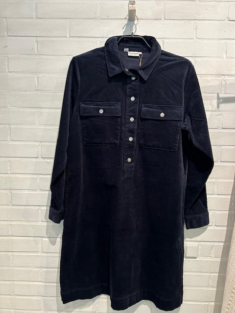 PULZ DRESS SALLY SMAL RIFLET FLØJL NAVY