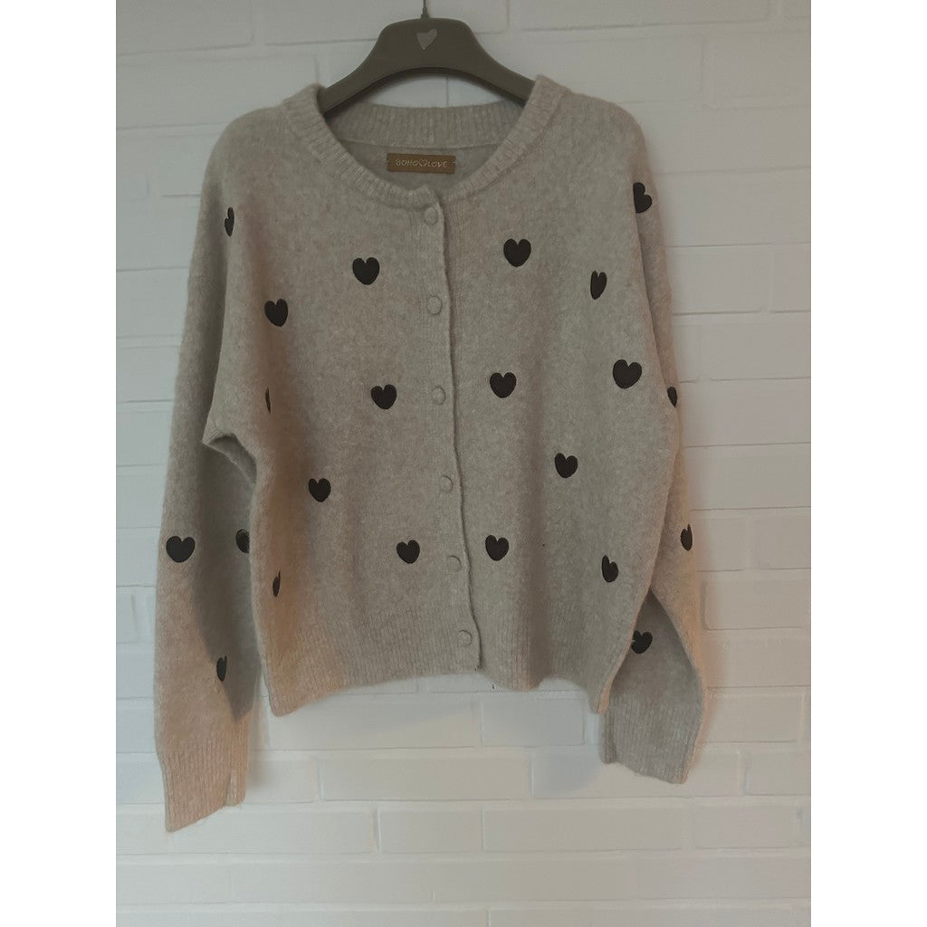 BOHO LOVE HJERTE CARDIGAN BEIGE