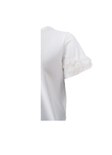 Indlæs billede til gallerivisning BLACK COLOUR T-SHIRT MED ROSER PÅ ÆRMET OFF WHITE 41102
