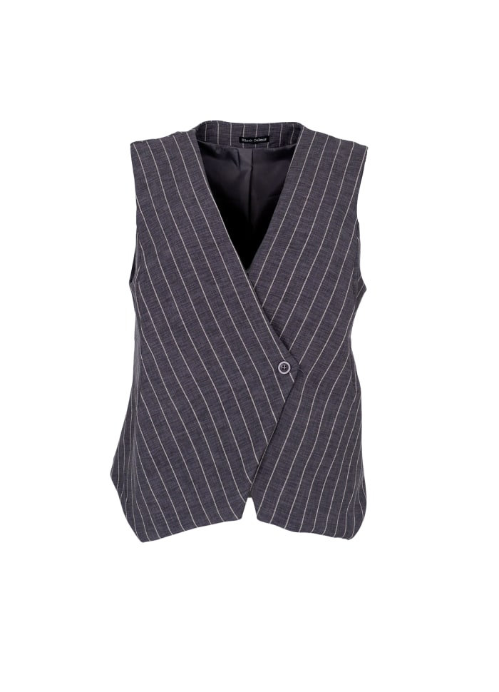 BLACK COLOUR CHICAGO VEST GREY STRIPE 40497