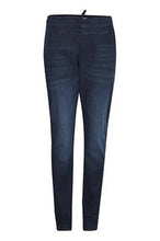 Indlæs billede til gallerivisning PULZ HW STRING PANT SKINNY LEG MEDIUM BLUE DENIM
