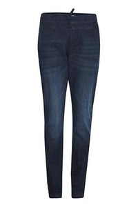 PULZ HW STRING PANT SKINNY LEG MEDIUM BLUE DENIM