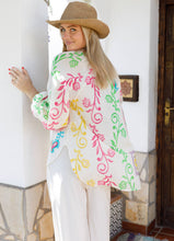 Indlæs billede til gallerivisning BLACK COLOUR SUN BLOUSE WHITE FLOWER 40898
