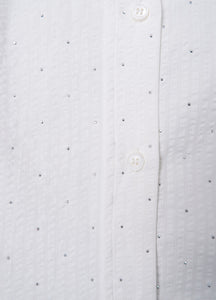 BLACK COLOUR STARRY STRASS OVERSIZE SHIRT / SIMILI STONES 40786