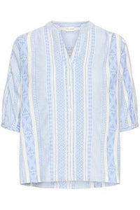 PULZ SHIRT DORRIT WHITE/BLUE