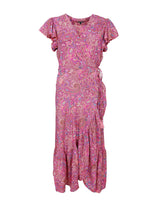 Indlæs billede til gallerivisning BLACK COLOUR LUNA FLARED WRAP DRESS PINK VIPE 39151
