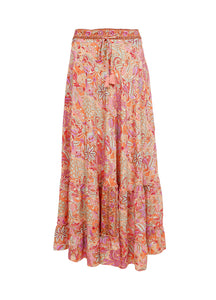 BLACK COLOUR LUNA MAXI FRILL SKIRT ORANGE MIX 39133