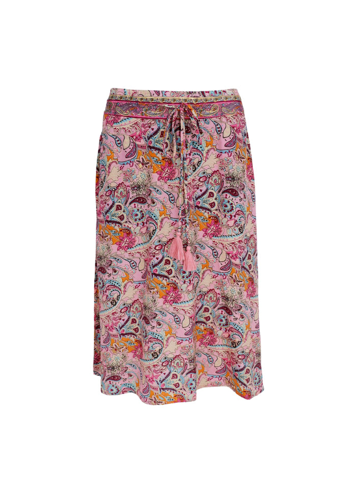 BLACK COLOUR LUNA REGULAR MIDI SKIRT BOTANICAL ROSE 39135