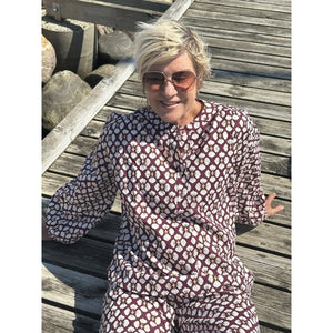 GASPAR LÆSØ FLOWER SHIRT BORDEAUX 2507333