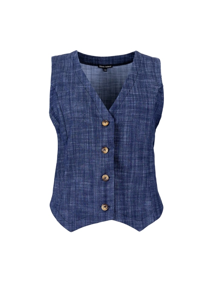 BLACK COLOUR BOX VEST NAVY DEMIN 40500