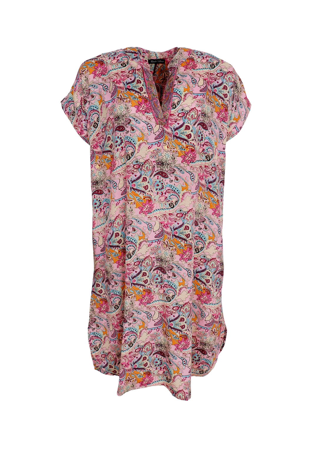 BLACK COLOUR LUNA ANDREA DRESS S/S BOTANICAL. ROSE 39173