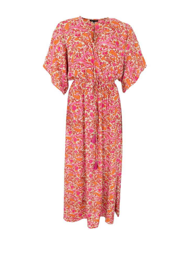BLACK COLOUR LUNA LONG V-NECK DRESS SPICE PINK 39139