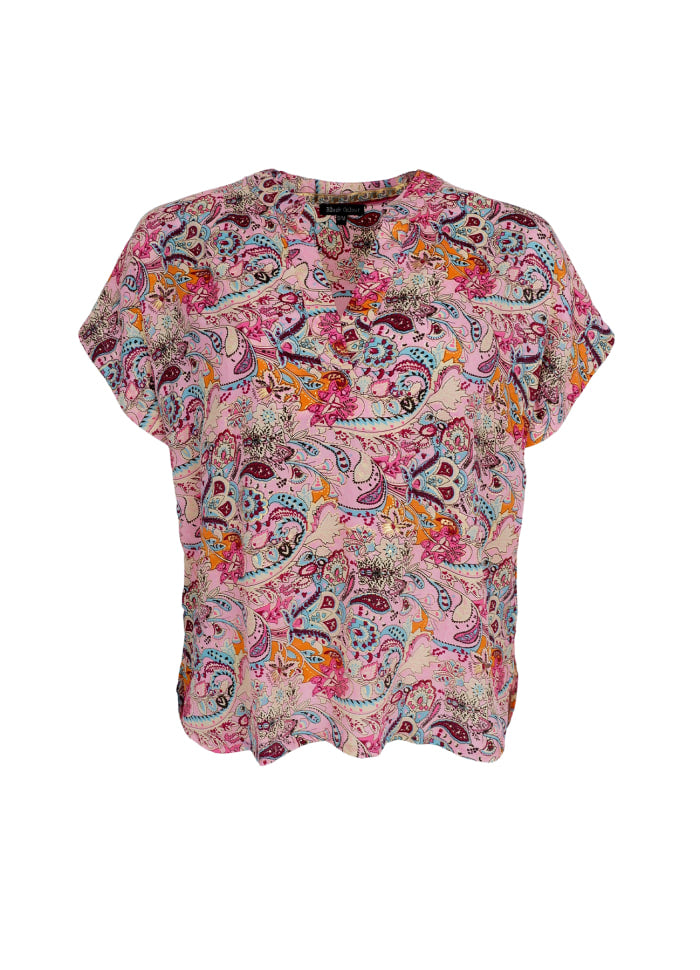 BLACK COLOUR LUNA ANDREA BLOUSE S/S BOTANICAL ROSE 39101