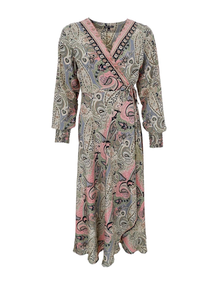 BLACK COLOUR LUNA WRAP DRESS CASMERE GREEN 39212