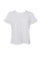 Indlæs billede til gallerivisning BLACK COLOUR T-SHIRT MED ROSER PÅ ÆRMET OFF WHITE 41102
