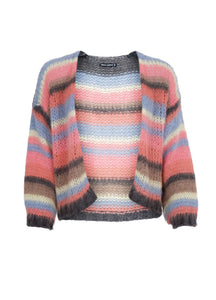 BLACK COLOUR CARDIGAN CASEY STRIPE SOFT CORAL 1182