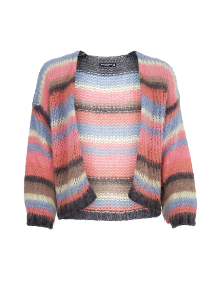 BLACK COLOUR CARDIGAN CASEY STRIPE SOFT CORAL 1182