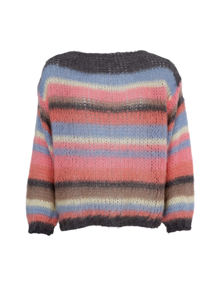 BLACK COLOUR STRIPE BLOUSE SOFT CORAL 1195